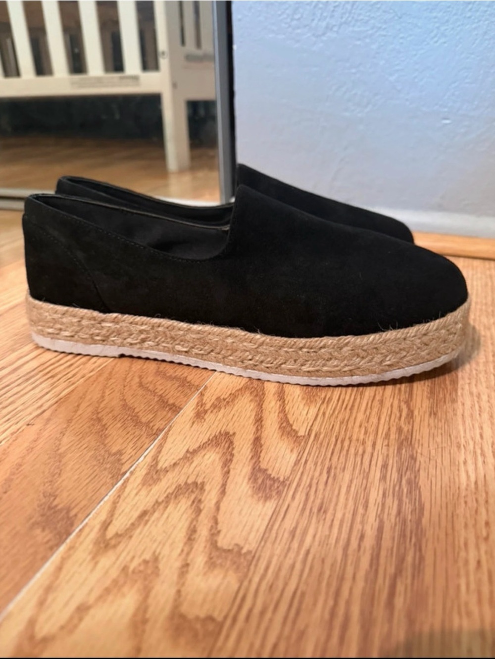 Black Espadrille Platform Slip-Ons